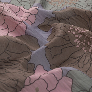 Grey Powder Hydrangea Print Tencel Scarf - Thumbnail