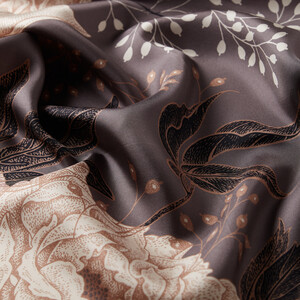 ipekevi - Grey Rosa Patterned Twill Silk Scarf (1)