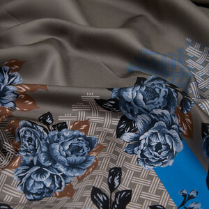 Grey Wicker Basket Twill Silk Scarf - Thumbnail