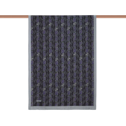 Gri Mor Monogram Desenli Tensel Şal