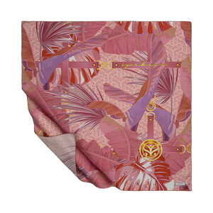 ipekevi - Gülkurusu Tropik Monogram Tivil İpek Eşarp