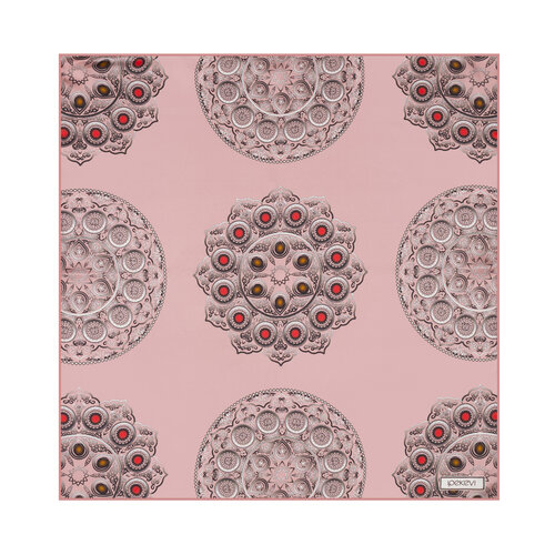 Gülpembe Telkari Saten İpek Mendil