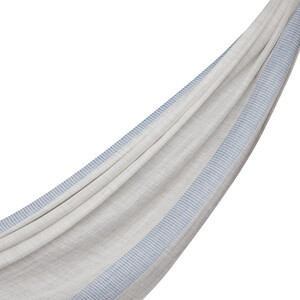 ipekevi - شال صوف وحرير تصميم خطوط مطرزة لون فضي ipekevi - شال صوف وحرير تصميم خطوط مطرزة لون فضي