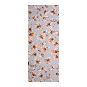 Gümüş Frezya Desenli İpek Şal - Thumbnail