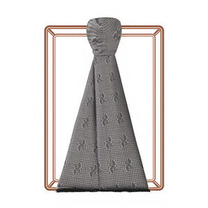 Gümüş İE Monogram Pamuk İpek Şal - Thumbnail