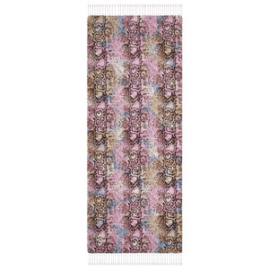 Gümüş Pembe Piton Desenli İpek Şal - Thumbnail