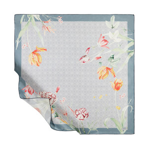 ipekevi - ايشارب حرير تويل تصميم ورود لون فضي