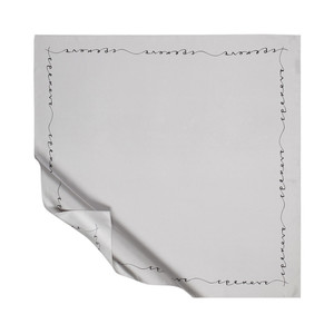 ipekevi - ايشارب حرير تويل لون فضي مزيّن بتوقيع الماركة