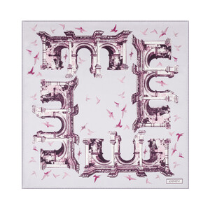 ipekevi - Gümüş Üç Kapılar Saten İpek Mendil