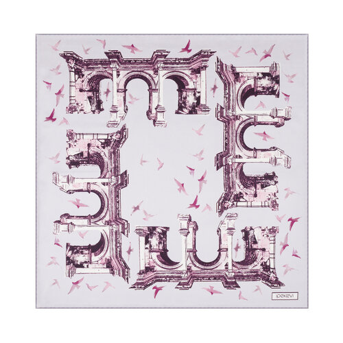 Gümüş Üç Kapılar Saten İpek Mendil