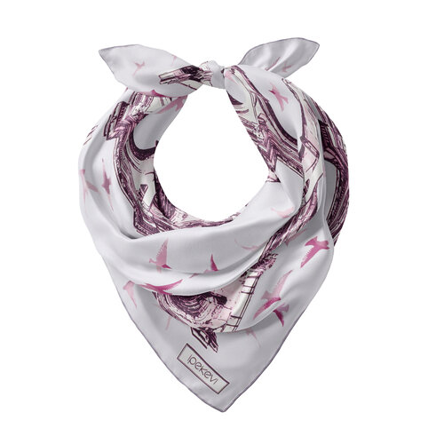 Gümüş Üç Kapılar Saten İpek Mendil