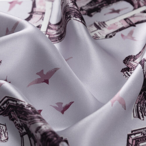 Gümüş Üç Kapılar Saten İpek Mendil