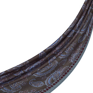 ipekevi - Gümüş Vizon Mezopotamya Model 04 Desenli Tensel Şal