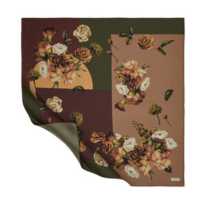 ipekevi - ايشارب حرير تويل تصميم ورود لون أخضر ipekevi - ايشارب حرير تويل تصميم ورود لون أخضر