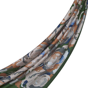 ipekevi - Haki Yeşili Duygusal Çiçekler Tensel Desenli Şal