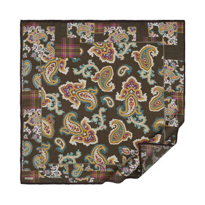 ipekevi - Haki Yeşili Patchwork Desenli Tensel Eşarp