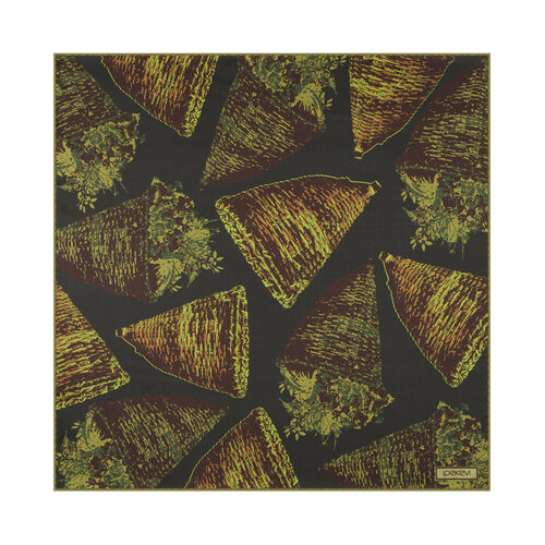 Haki Yeşili Tikina Saten İpek Mendil