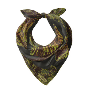 ipekevi - Haki Yeşili Tikina Saten İpek Mendil (1)