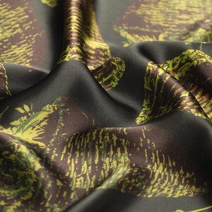 Haki Yeşili Tikina Saten İpek Mendil - Thumbnail