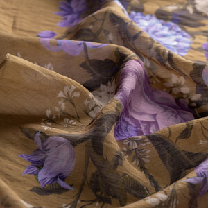 Harvest Yellow Botanical Print Tencel Scarf - Thumbnail