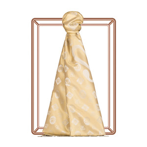 Harvest Yellow Monogram Print Silk Scarf - Thumbnail