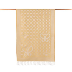 Harvest Yellow Monogram Print Silk Scarf - Thumbnail