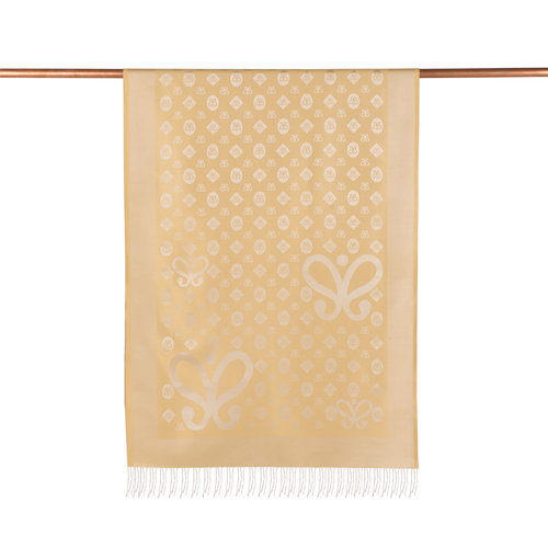 Harvest Yellow Monogram Print Silk Scarf