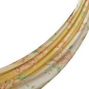 Harvest Yellow Peony Cotton Rayon Scarf - Thumbnail