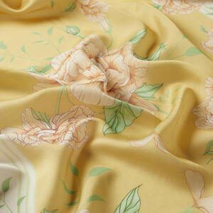 Harvest Yellow Peony Cotton Rayon Scarf - Thumbnail