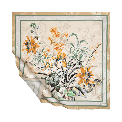 Harvest Yellow Shadow Garden Twill Silk Scarf