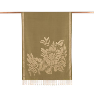 Henna Green Royal Garden Jacquard Silk Scarf - Thumbnail