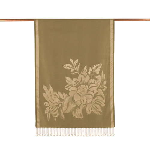 Henna Green Royal Garden Jacquard Silk Scarf