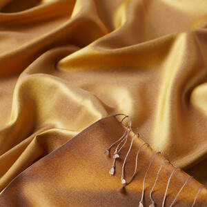 Honey Foam Gold Reversible Silk Scarf - Thumbnail