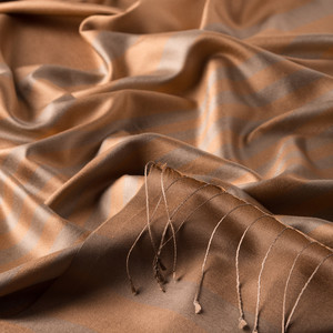 Honey Foam Meridian Striped Silk Scarf - Thumbnail