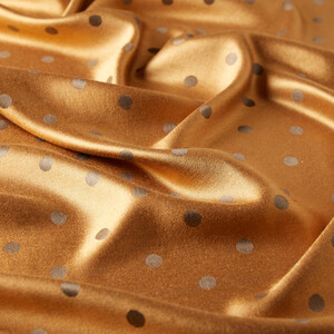 Honey Foam Polka Dot Silk Scarf - Thumbnail