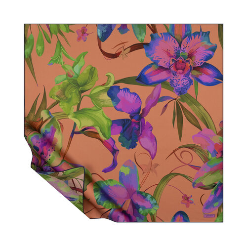 Honey Foam Spotted Orchid Twill Silk Scarf