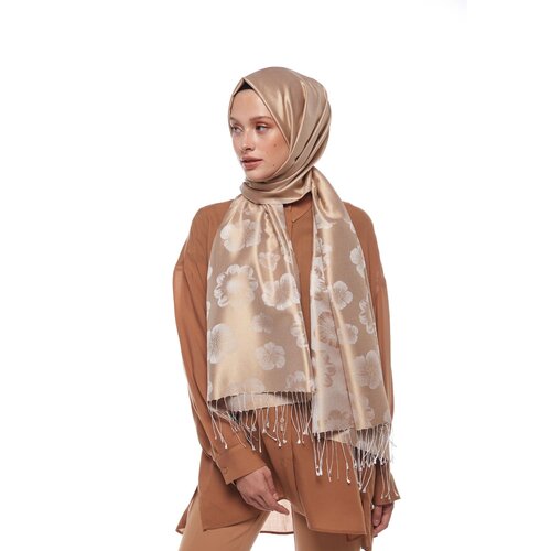 Honey Foam Violet Jacquard Silk Scarf