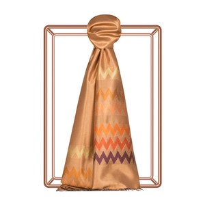 Honey Foam Zigzag Silk Scarf - Thumbnail