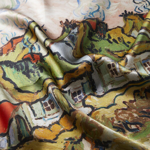 Houses and Figure Satin Silk Pocket Square - Thumbnail