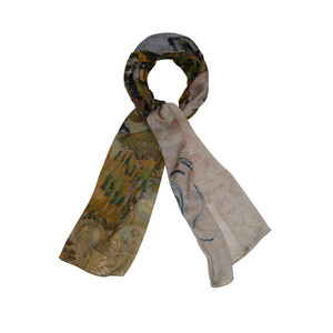 Houses and Figure Satin Silk Scarf - Thumbnail