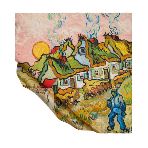 Houses and Figure Twill Silk Scarf 