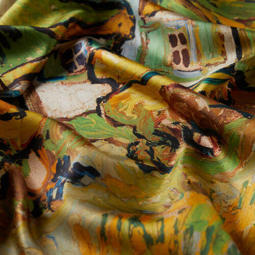 Houses and Figure Twill Silk Scarf 