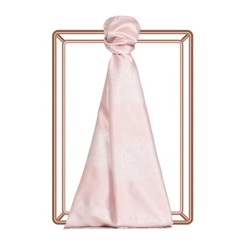 Hydrangea Pink Block Lurex Striped Silk Scarf