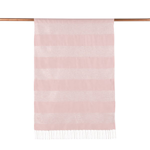 ipekevi - Hydrangea Pink Block Lurex Striped Silk Scarf (1)