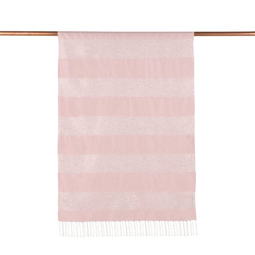 Hydrangea Pink Block Lurex Striped Silk Scarf