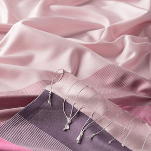 ipekevi - Hydrangea Pink Elitist Striped Silk Scarf (1)