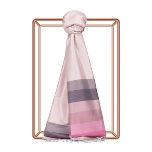 Hydrangea Pink Elitist Striped Silk Scarf - Thumbnail