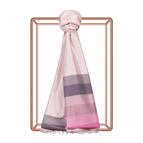 Hydrangea Pink Elitist Striped Silk Scarf