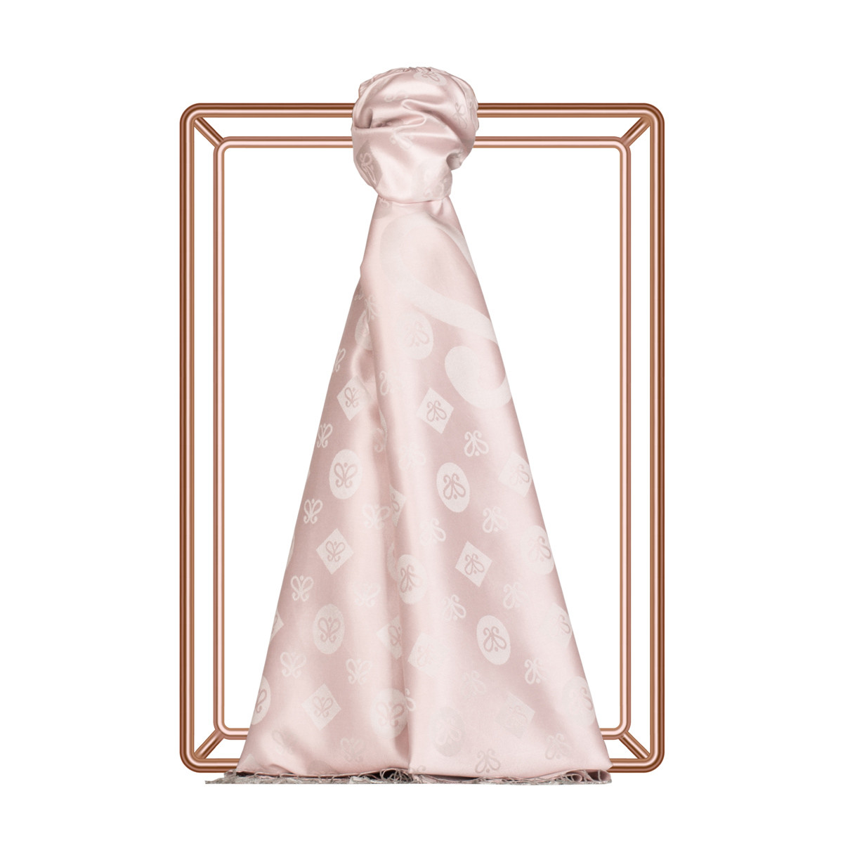 Hydrangea Pink Monogram Print Silk Scarf