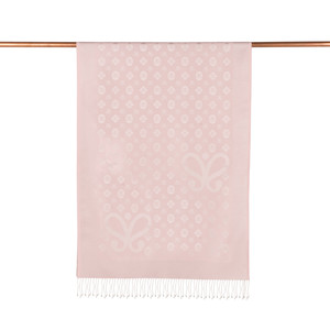 Hydrangea Pink Monogram Print Silk Scarf - Thumbnail